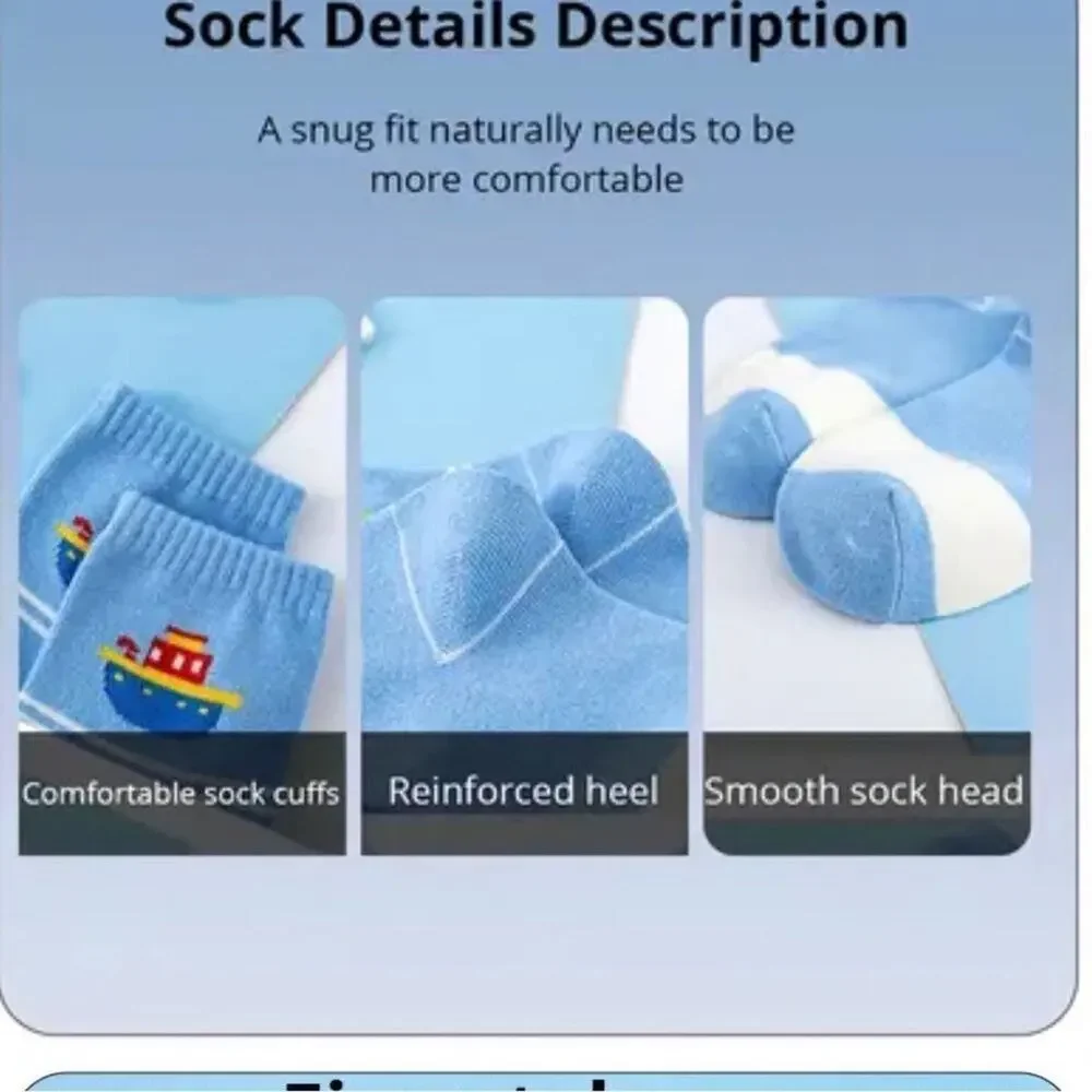 New 5 pairs boat design kids socks 4-8